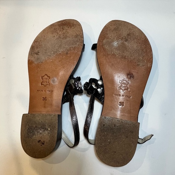 Emanuela Caruso Capri Women’s Sandals Size US 6 Crystal Flowers Made In Italy - Picture 8 of 10